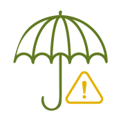 Umbrella with a hazard sign underneath it