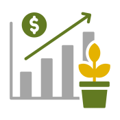 Chart going upward with small plant in front